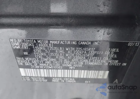 2013 Toyota Rav4 Le from USA, damaged, VIN 2T3BFREV2DW010563